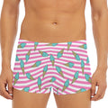 Pink Striped Ice Cream Pattern Print Men's Short Boxer Briefs