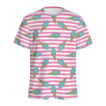 Pink Striped Ice Cream Pattern Print Men's Athletic T-Shirt