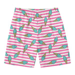 Pink Striped Ice Cream Pattern Print Men's Swim Trunks