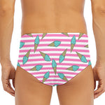 Pink Striped Ice Cream Pattern Print Men's Triangle Swim Briefs