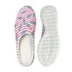 Pink Striped Ice Cream Pattern Print Mesh Casual Shoes