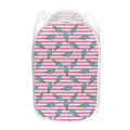 Pink Striped Ice Cream Pattern Print Mesh Laundry Hamper