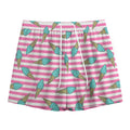 Pink Striped Ice Cream Pattern Print Mesh Shorts