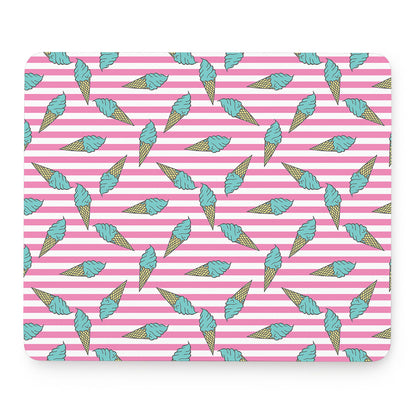 Pink Striped Ice Cream Pattern Print Mouse Pad