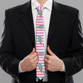 Pink Striped Ice Cream Pattern Print Necktie