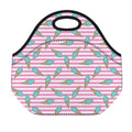 Pink Striped Ice Cream Pattern Print Neoprene Lunch Bag