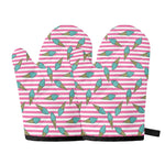 Pink Striped Ice Cream Pattern Print Oven Mitts