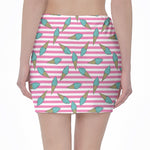 Pink Striped Ice Cream Pattern Print Pencil Mini Skirt