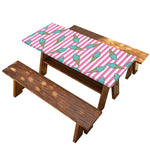 Pink Striped Ice Cream Pattern Print Picnic Table Cover