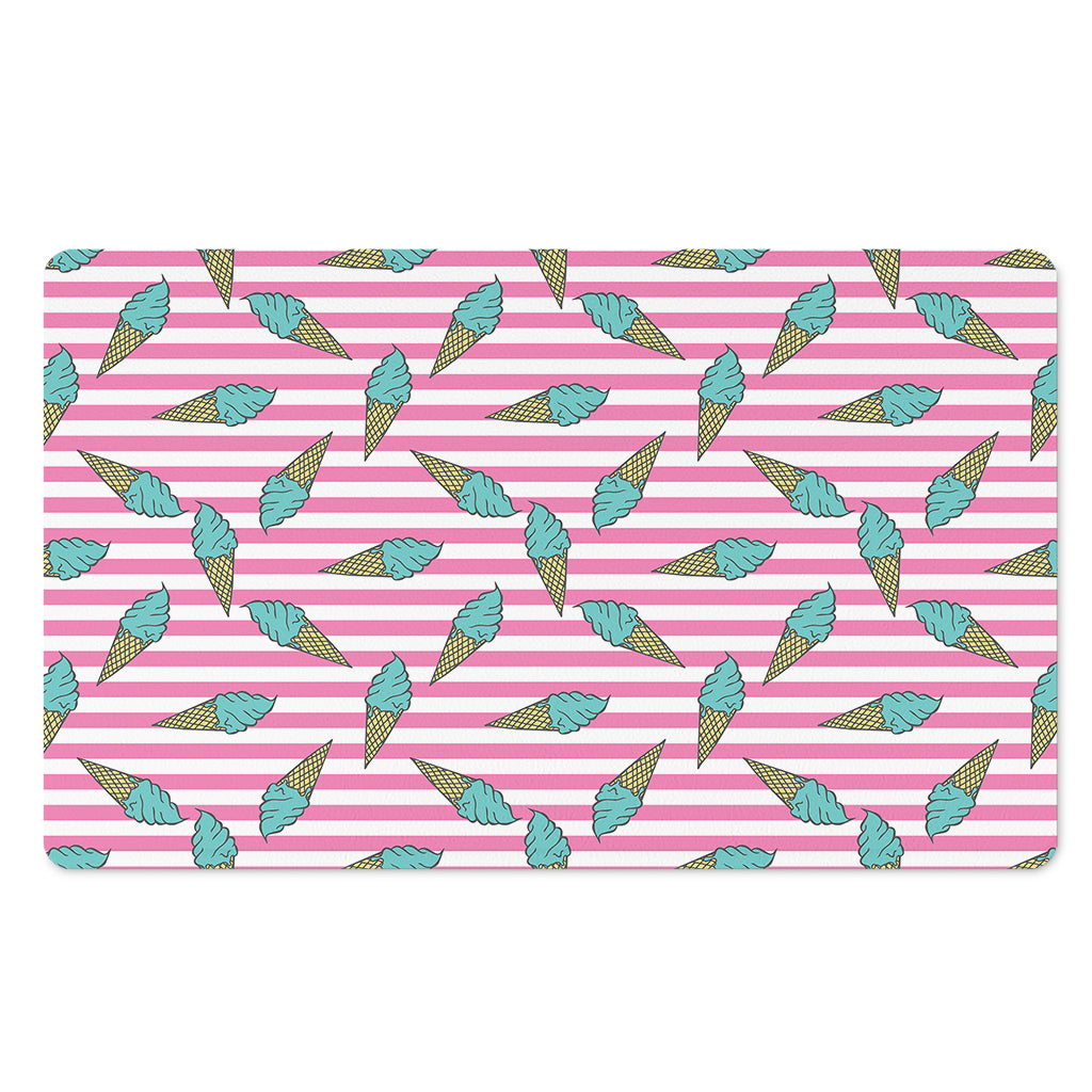 Pink Striped Ice Cream Pattern Print Polyester Doormat