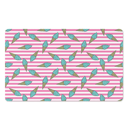 Pink Striped Ice Cream Pattern Print Polyester Doormat