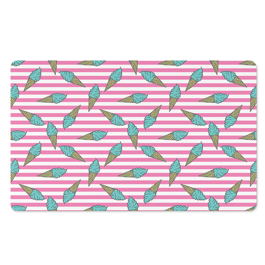 Pink Striped Ice Cream Pattern Print Polyester Doormat