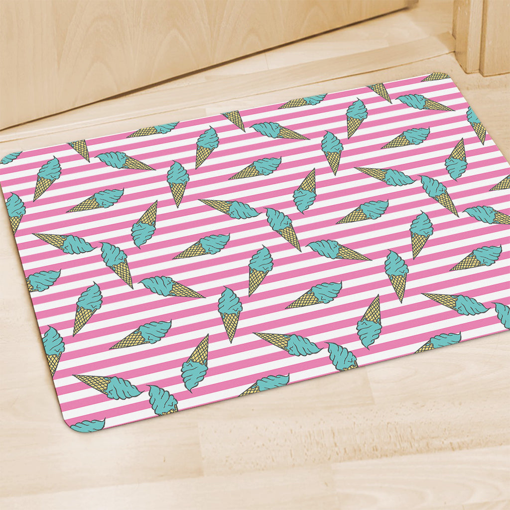 Pink Striped Ice Cream Pattern Print Polyester Doormat
