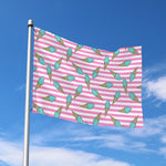 Pink Striped Ice Cream Pattern Print Polyester Flag