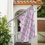 Pink Striped Ice Cream Pattern Print Polyester Flag