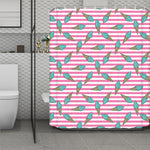 Pink Striped Ice Cream Pattern Print Polyester Shower Curtain