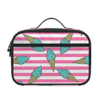 Pink Striped Ice Cream Pattern Print Portable Lunch Bag