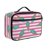 Pink Striped Ice Cream Pattern Print Portable Lunch Bag
