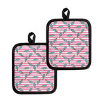 Pink Striped Ice Cream Pattern Print Pot Holders