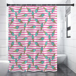 Pink Striped Ice Cream Pattern Print Premium Shower Curtain