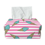 Pink Striped Ice Cream Pattern Print Rectangle Tissue Box Cover