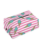 Pink Striped Ice Cream Pattern Print Rectangle Tissue Box Cover