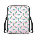 Pink Striped Ice Cream Pattern Print Rectangular Crossbody Bag