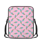Pink Striped Ice Cream Pattern Print Rectangular Crossbody Bag