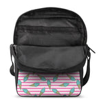 Pink Striped Ice Cream Pattern Print Rectangular Crossbody Bag