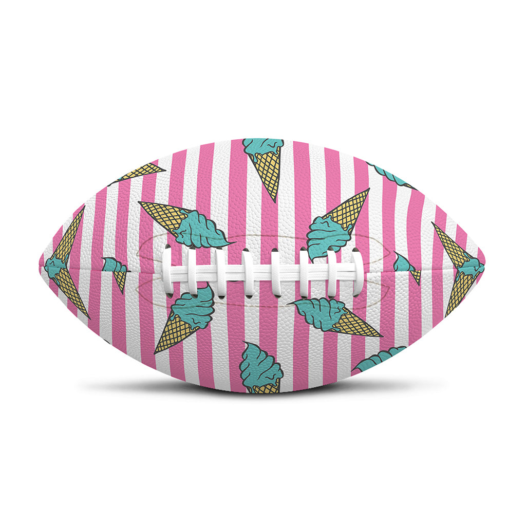 Pink Striped Ice Cream Pattern Print Rugby Ball