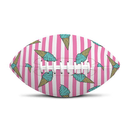 Pink Striped Ice Cream Pattern Print Rugby Ball