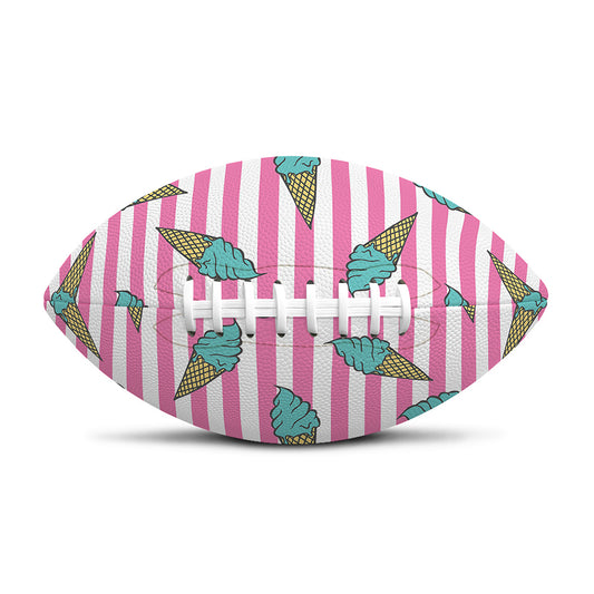 Pink Striped Ice Cream Pattern Print Rugby Ball