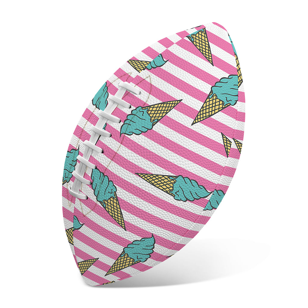 Pink Striped Ice Cream Pattern Print Rugby Ball