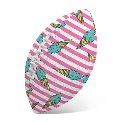 Pink Striped Ice Cream Pattern Print Rugby Ball