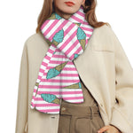 Pink Striped Ice Cream Pattern Print Scarf
