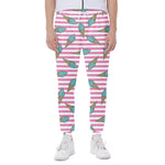 Pink Striped Ice Cream Pattern Print Scuba Joggers
