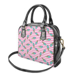 Pink Striped Ice Cream Pattern Print Shoulder Handbag