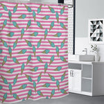 Pink Striped Ice Cream Pattern Print Shower Curtain
