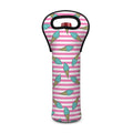 Pink Striped Ice Cream Pattern Print Single Neoprene Wine Tote