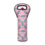 Pink Striped Ice Cream Pattern Print Single Neoprene Wine Tote