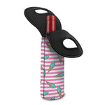 Pink Striped Ice Cream Pattern Print Single Neoprene Wine Tote