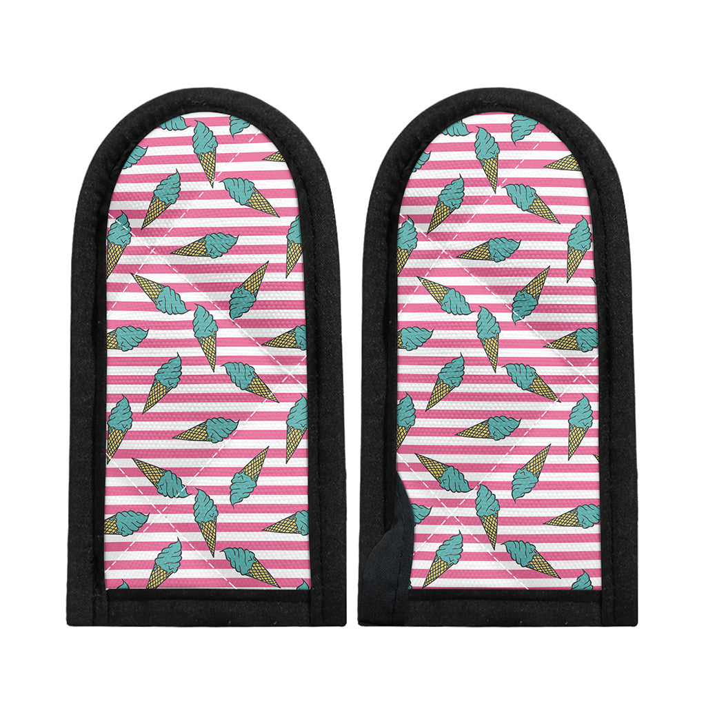 Pink Striped Ice Cream Pattern Print Skillet Handle Cover