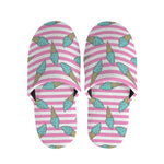Pink Striped Ice Cream Pattern Print Slippers
