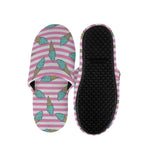 Pink Striped Ice Cream Pattern Print Slippers