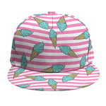 Pink Striped Ice Cream Pattern Print Snapback Cap