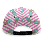 Pink Striped Ice Cream Pattern Print Snapback Cap