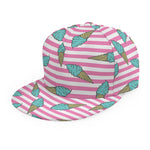 Pink Striped Ice Cream Pattern Print Snapback Cap
