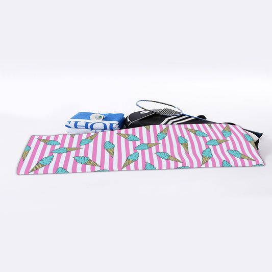 Pink Striped Ice Cream Pattern Print Sports Towel