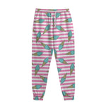 Pink Striped Ice Cream Pattern Print Sweatpants