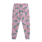 Pink Striped Ice Cream Pattern Print Sweatpants